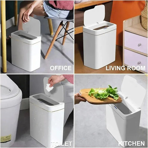 15L Non-Contact Smart Sensor Trash Can Automatic Touchless Waste Bin Eco-Friendly Electronic Bathroom Kitchen Green Household Ho