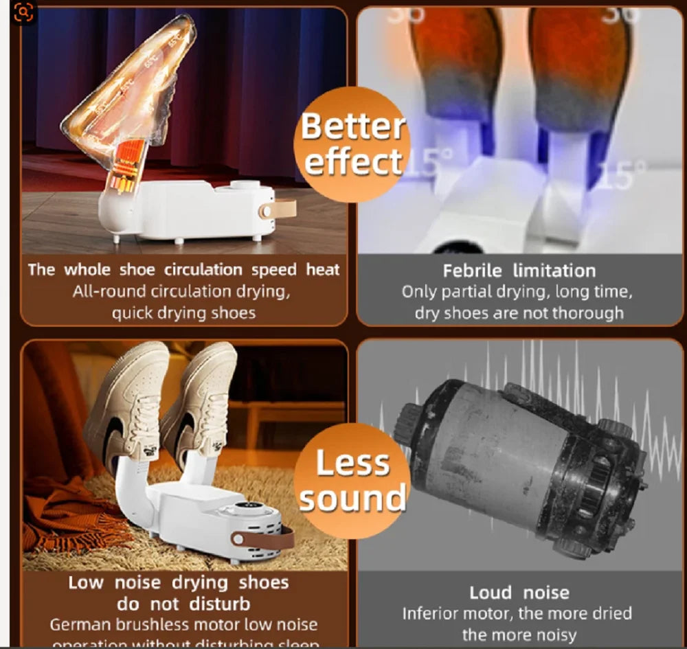 HOMEFISH Intelligent Shoe Dryer Quick Drying Deodorizing Sterilizing Adjustable Timer Household Shoe Warmer And Heater