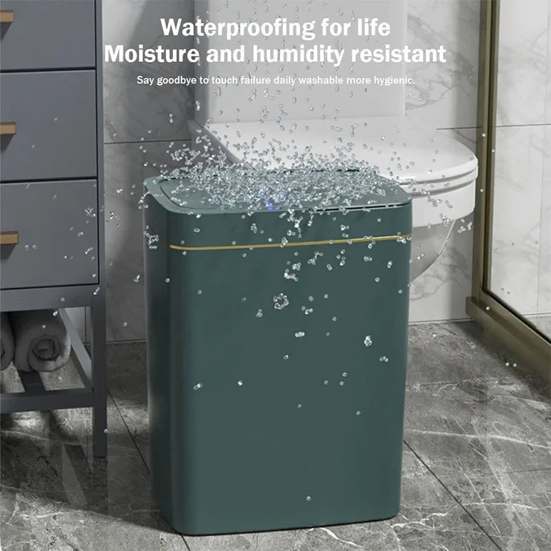 15L Non-Contact Smart Sensor Trash Can Automatic Touchless Waste Bin Eco-Friendly Electronic Bathroom Kitchen Green Household Ho