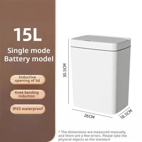 15L Non-Contact Smart Sensor Trash Can Automatic Touchless Waste Bin Eco-Friendly Electronic Bathroom Kitchen Green Household Ho