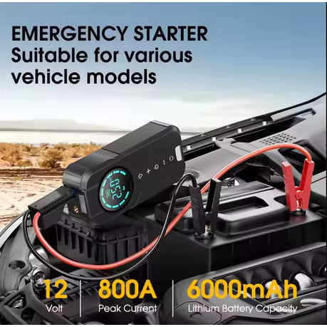 Portable Car Jump Starter with Emergency compressor and power bank