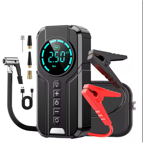 Portable Car Jump Starter with Emergency compressor and power bank