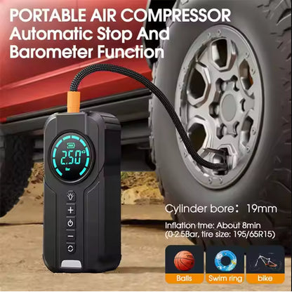 Portable Car Jump Starter with Emergency compressor and power bank